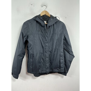 Womans Excellent Condition CS Hooded Lined Zip Up Windbreaker Jacket S Black